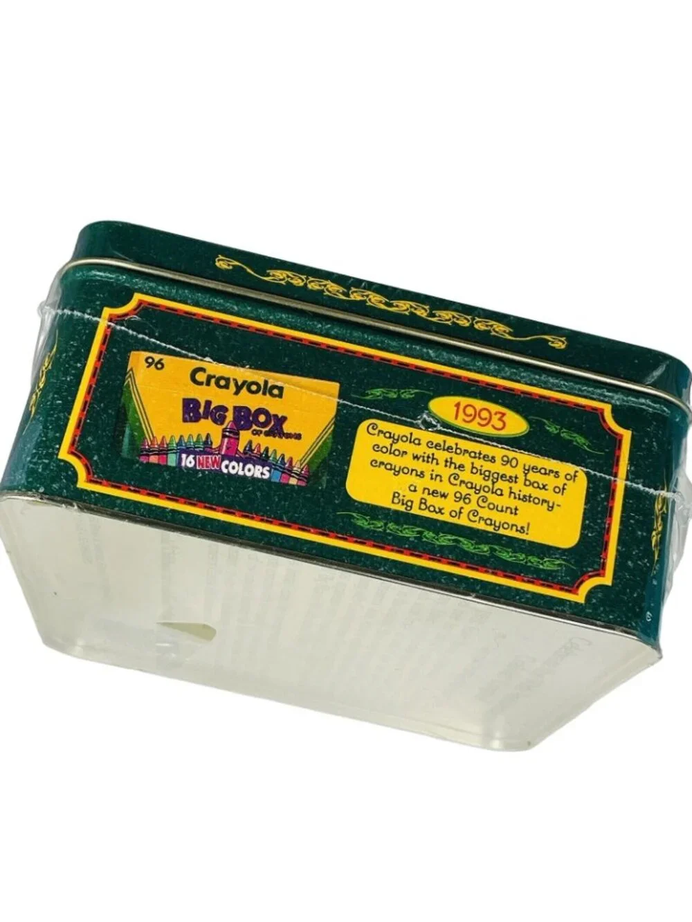 Crayola 90th Anniversary Green Tin and Box Of 64 Crayons With Sharper Vintage